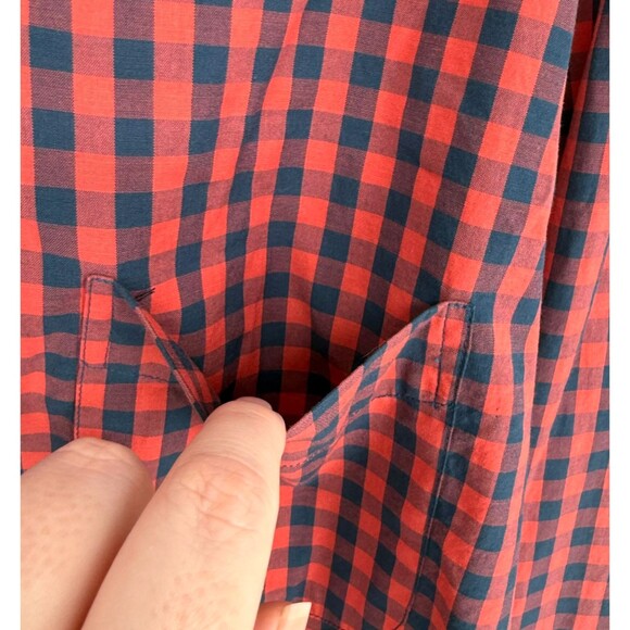J. Crew Secret Wash Shirt Slim Fit Men’s XL Blue Red Plaid Button Down Stretch - Picture 8 of 14